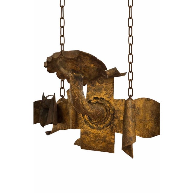 Vintage Gothic Revival Dragon Chandelier | Hand-Forged Iron Fantasy Lighting | 44” Diameter For Sale - Image 4 of 7