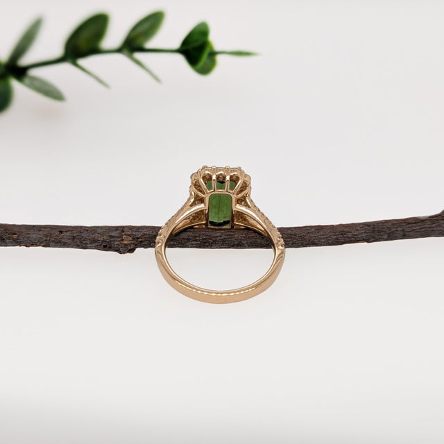 2.93cts Chrome Tourmaline Diamond Ring in 14k Gold | Emerald Cut 11x6mm, Size 6.75 For Sale In Columbus - Image 6 of 7