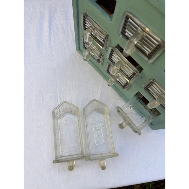 Mid-Century Modern Small Wall Shelf in Turquoise Lacquered Wood with 9 Glass Bins, 1960s, Set of 10 For Sale - Image 3 of 11