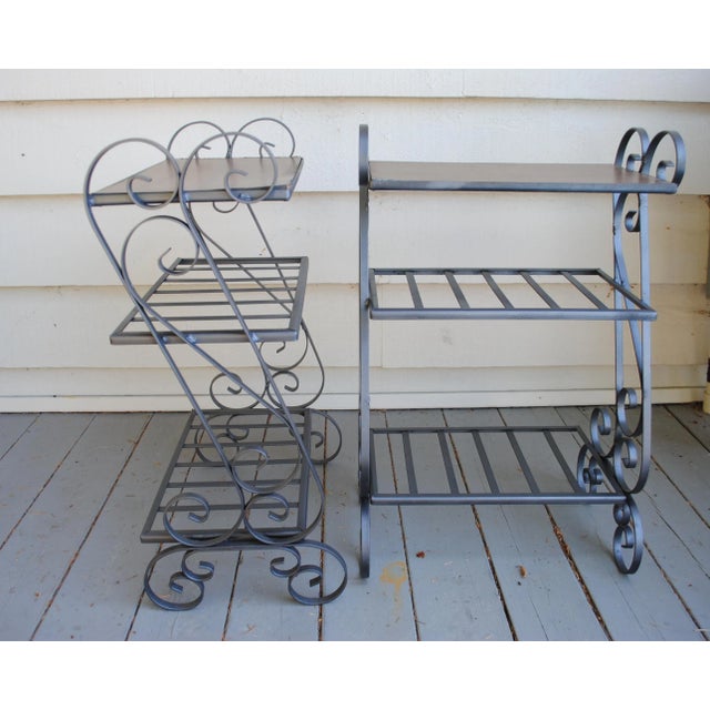 Mid century wrought iron 3 tier tables. These versatile tables could be used as accent tables, night stands or plant...