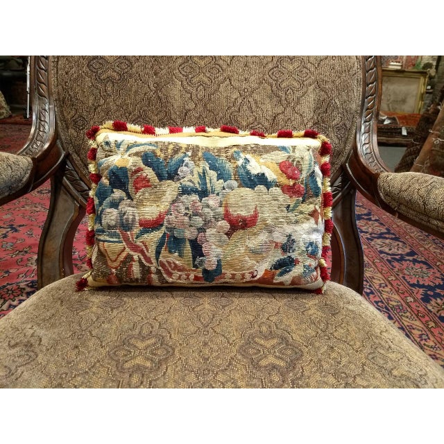 Antique Aubusson Tapestry Pillow Collection, 18th-Century Handwoven French Aubusson Tapestry For Sale - Image 4 of 7