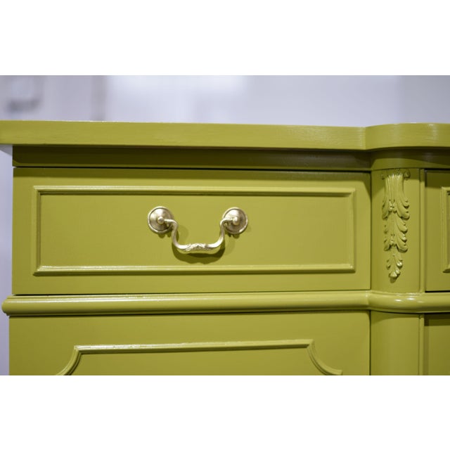 Vintage Georgian-Style Breakfront Sideboard by Metz Furniture in Green - Newly Painted For Sale - Image 11 of 15