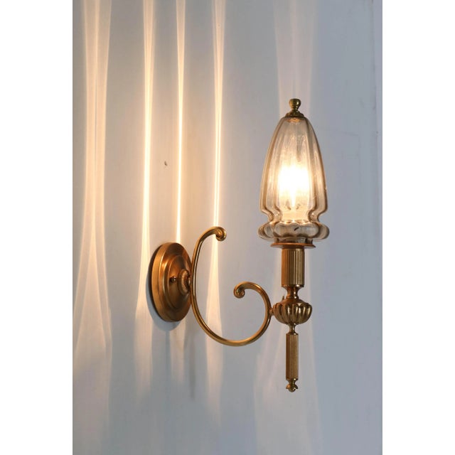 Hollywood Regency Gilt Brass Sconce by Gaetano Sciolari, 1970s For Sale - Image 3 of 8