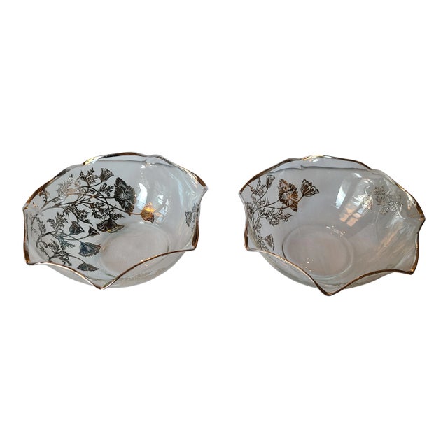 Silver City Glass Co. Silver Overlay Art Nouveau Candy/Nut Bowls - a Pair For Sale