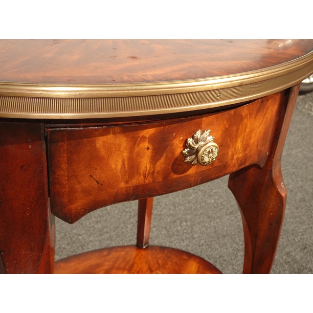 Vintage French Style Theodore Alexander Side Table W Burl Wood & Brass Hardware For Sale - Image 13 of 14