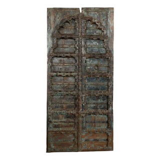 Antique Indo Spanish Door Scallop Arch Teak Exterior Doors - a Pair For Sale