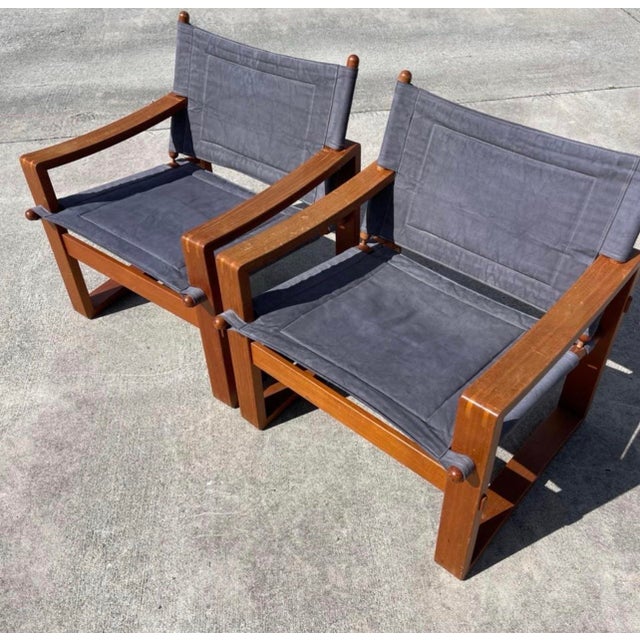 Wood Borge Jensen for Bernstorffsminde Møbelfabrik Teak Safari Chairs - A Pair For Sale - Image 7 of 11