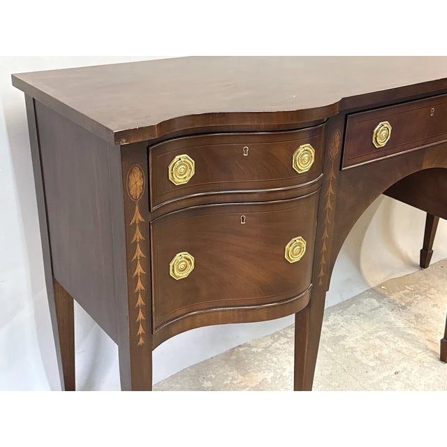 Mid 20th Century Mid-20th-Century Federal-Style Inlaid Mahogany Serpentine Sideboard With Tapered Legs by E.J. Victor For Sale - Image 5 of 9