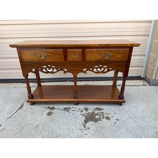 Baker Furniture Georgian Carved 2 Tier Inlaid Walnut Sideboard Buffet or Console Table For Sale - Image 10 of 11
