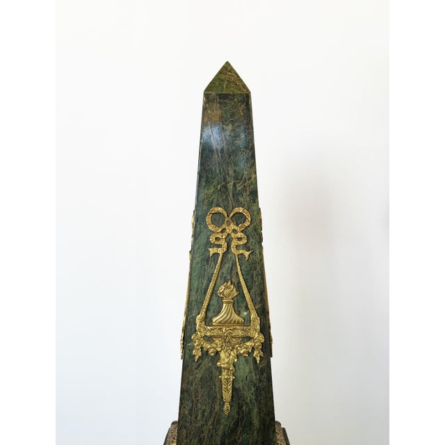 Neoclassical Ormolu Mounted Marble Obelisks - Pair For Sale - Image 3 of 8