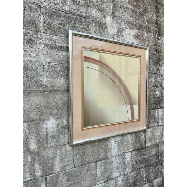 1970s Mid-Century Modern Abstract Artwork "Espacio 2" Framed and Igned by the Artitst. Circa 1970s For Sale - Image 5 of 17