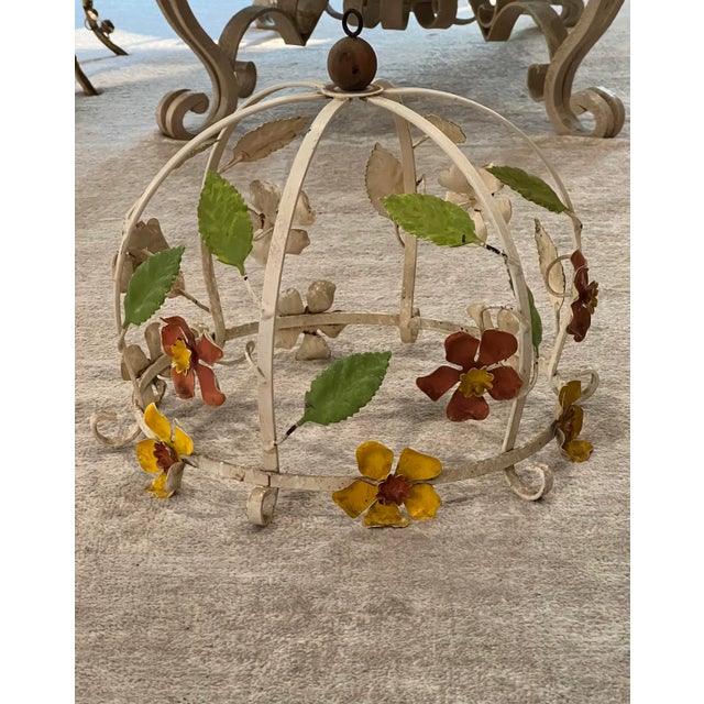 Italian 1970s Vintage Italian Tole Metal Floral Utensils/ Light Hanging Ornament For Sale - Image 3 of 12