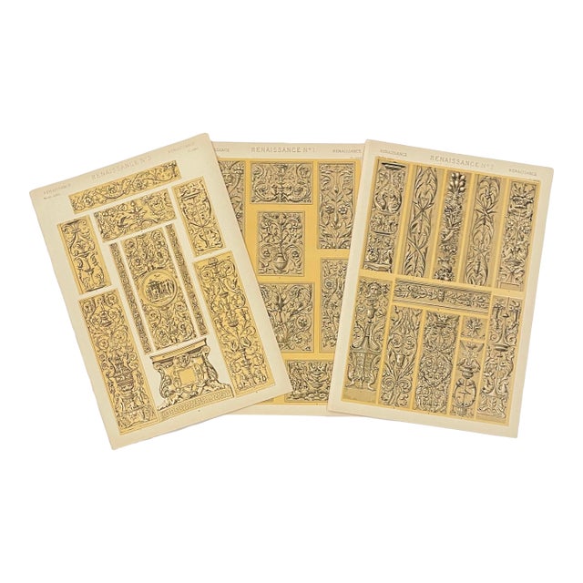 Set of Three Renaissance Chromolithgraphs From Grammar of Ornament by Owen Jones For Sale