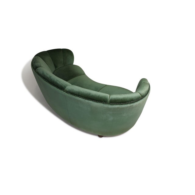 Flemming Lassen 1930s Danish Deco Curved Back Settee in Original Green Mohair For Sale In San Francisco - Image 6 of 13