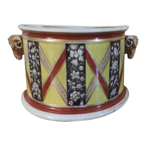 Antique Early 19th Century English George III Derby Porcelain Bough Pot Vase With Ram's Head Mask Handles 1800 - 1810