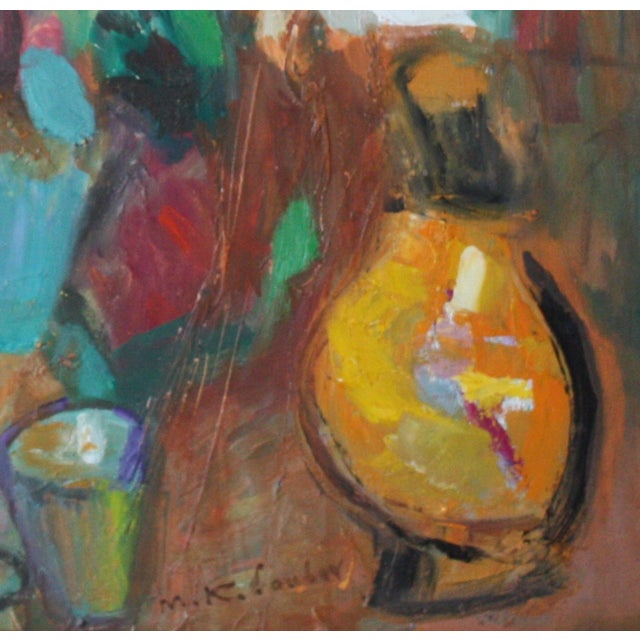 Original acrylic painting on canvas depicting a still life of a vase with flowers by Murat Kaboulov. A charming still life...