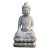 Chinese Oriental Distressed White Marble Stone Carved Sitting Buddha For Sale