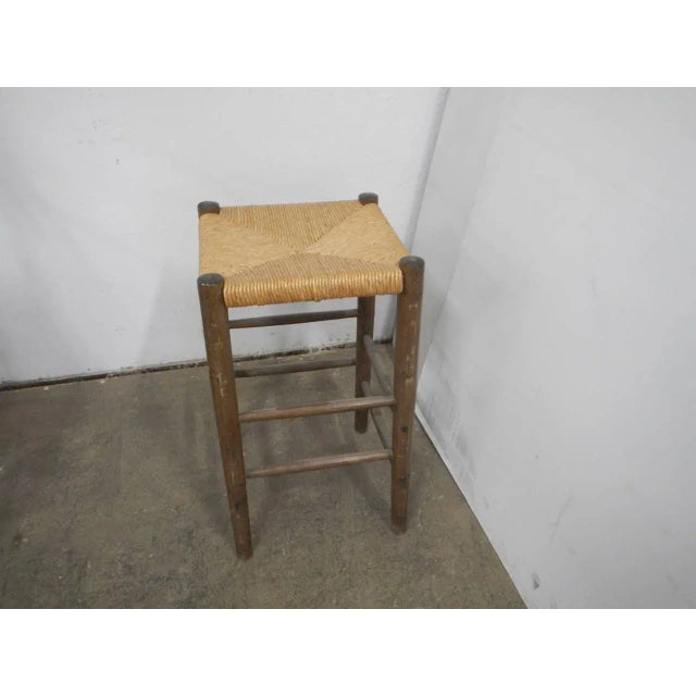 Wooden Stool Straw Seat, 1960s For Sale - Image 11 of 11