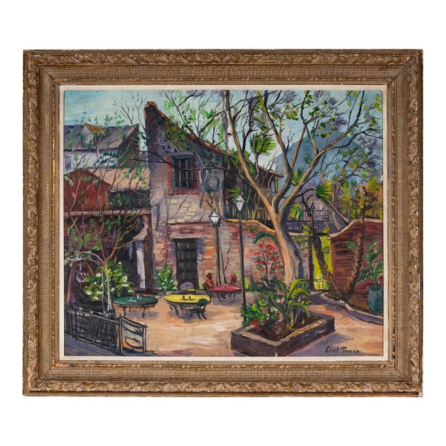 Carl Thorp, Court of Two Sisters New Orleans Oil on Canvas 1928 - 1957 American For Sale