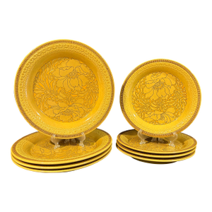 1970s Mid-Century Franciscan Earthenware Dinner and Salad Plates in Amapola Pattern - Set of Eight