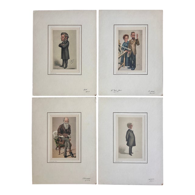 Set of Four Vintage Vanity Fair "Spy" Scientific Caricature Prints For Sale