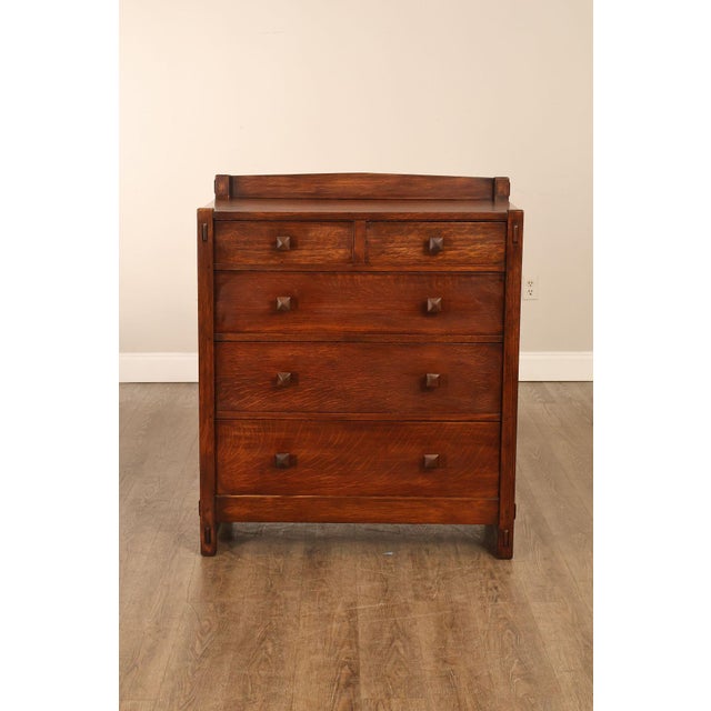 Antique Gustav Stickley Oak Chest of Drawers #626 For Sale - Image 17 of 18