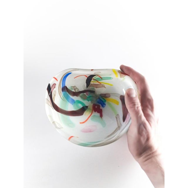 Blue Lattimo and Aventurine Murano Glass Bowl, Italy, 1960s For Sale - Image 8 of 12