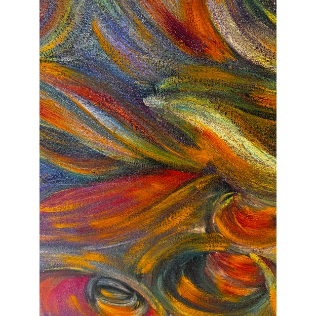 1990s 1990s The Carnaval in Life Original Oil Painting With Sparkle by Monique Nichols For Sale - Image 5 of 12