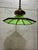 Mid 20th Century Vintage Brass & Green Glass Octagonal Three-Light Pendant Chandelier For Sale - Image 5 of 12