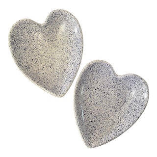 Vintage Portuguese Speckled Heart Plates- a Pair For Sale