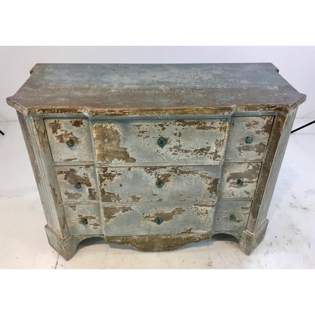 Rustic Blue And Brown Aged Distressed Painted Chest Of Drawers Chairish
