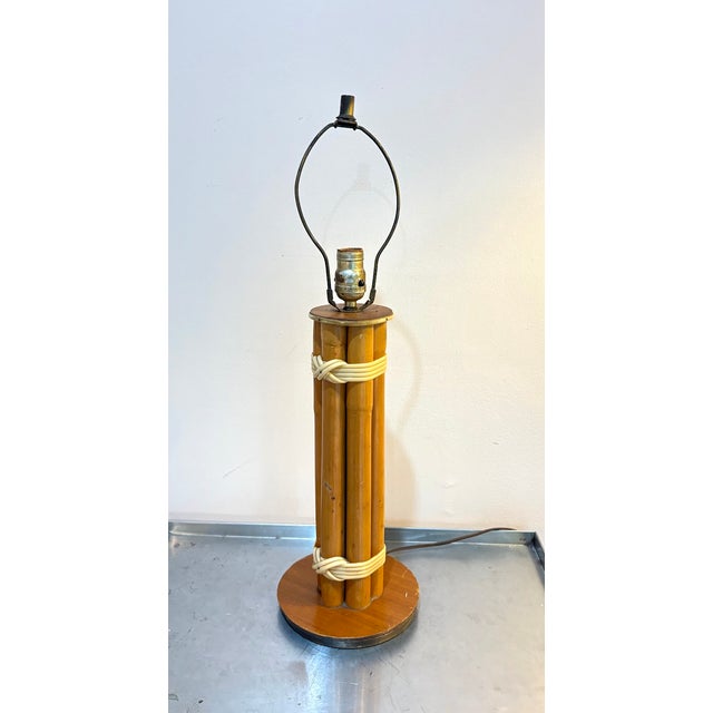 Russel Wright 1960s Russel Wright Style Bamboo Table Lamp For Sale - Image 4 of 4