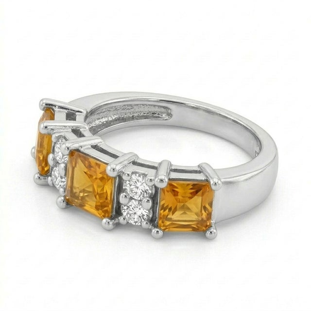 Citrine Cubic Zirconia Engaement Ring, Bridal Promise Gemstone Ring Us 7 For Sale - Image 4 of 4