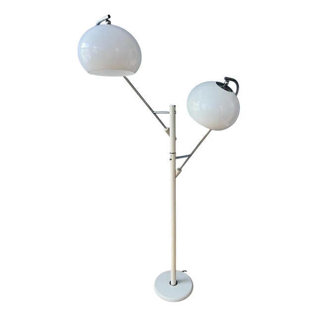 Space Age White Mushroom Swing Arm Floor Lamp from Dijkstra For Sale