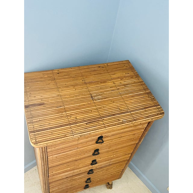 Rattan Chest of Drawers attributed to Adrien Audoux and Frida Minet, 1960s For Sale - Image 8 of 15