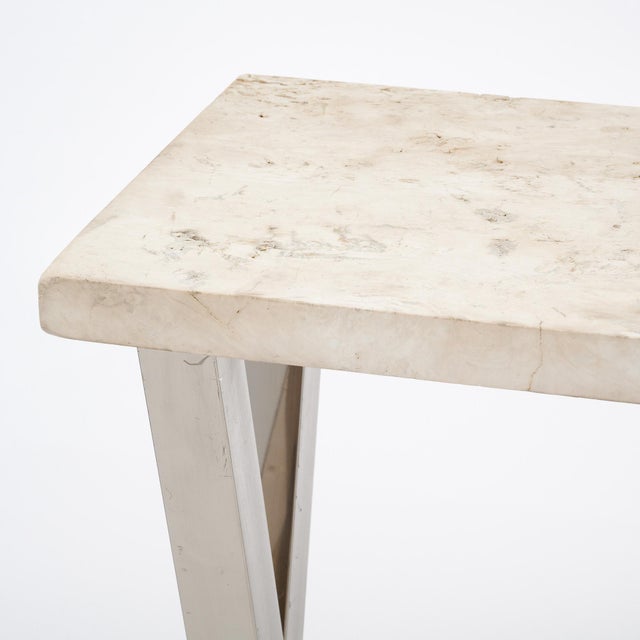 Metal French Modernist Marble Console Table For Sale - Image 7 of 9