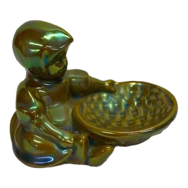 Vintage Zsolnay Eosin Ceramic Figurine For Sale