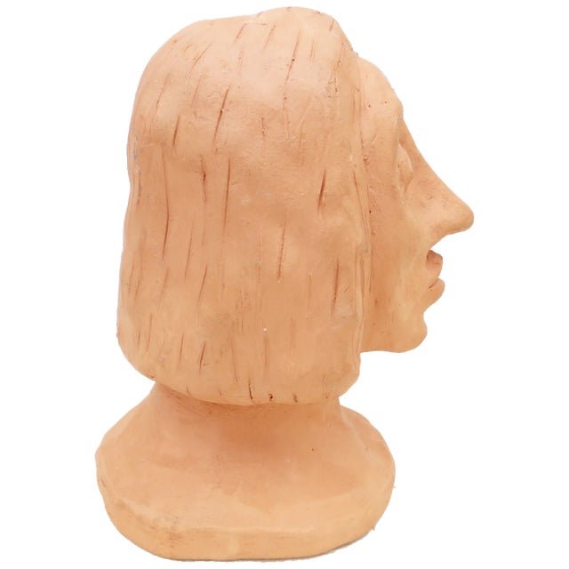 Contemporary 1960s Terracotta Sculpture Bust, Signed & Dated For Sale - Image 3 of 7
