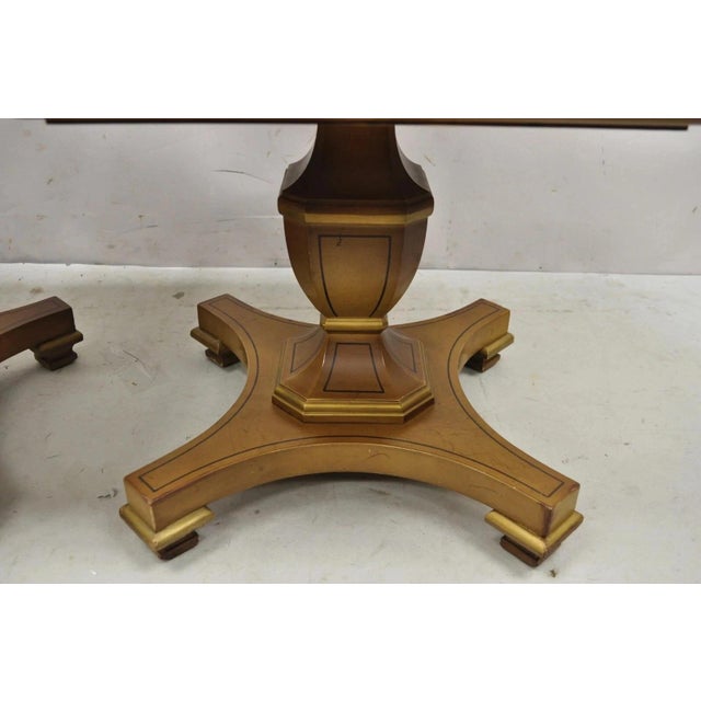 Mid 20th Century Vintage Empire Style Low Marble Top Pedestal Base Side Tables by Imperial - Pair For Sale - Image 5 of 11