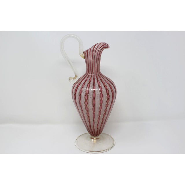 Traditional 1950s Latticino Murano Pitcher For Sale - Image 3 of 8