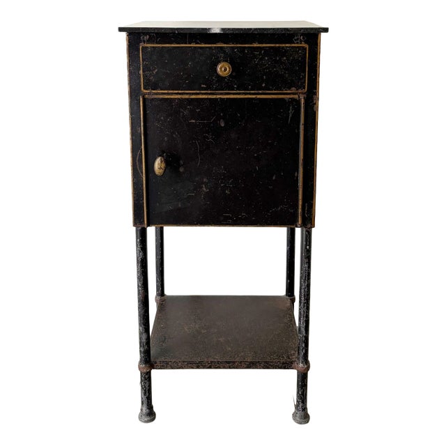 Modern French Steel Side Table Cabinet, 1930 For Sale