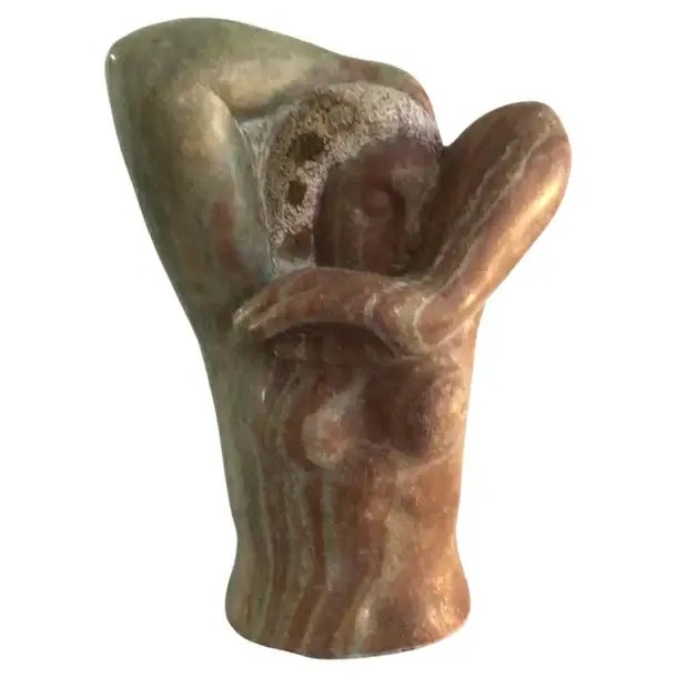 1960s Marble Sculpture of a Woman with Oversized Hands For Sale - Image 11 of 11