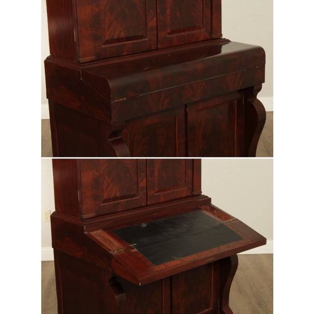 Antique 19th C. American Classical Empire Mahogany Secretary Desk Bookcase For Sale - Image 10 of 13