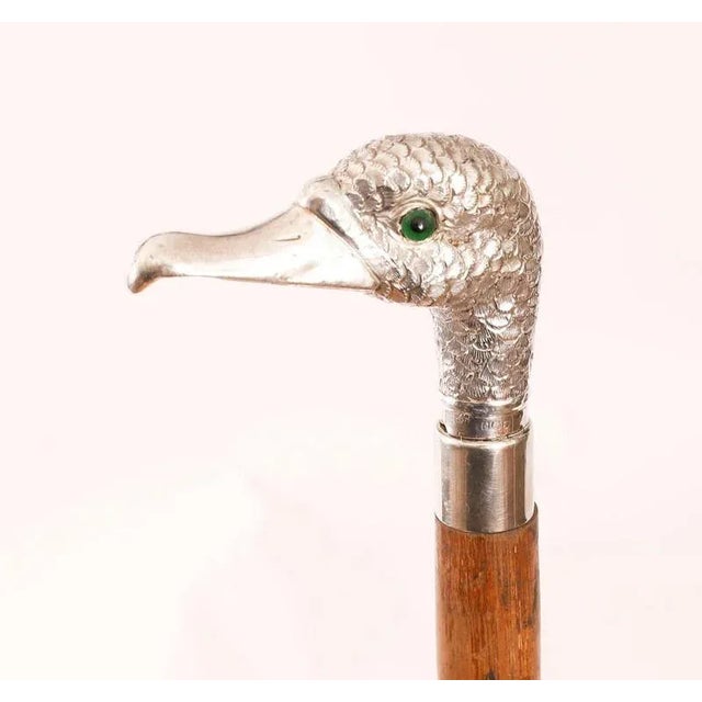 Antique Walking Stick Cane with Silver Duck Head, 1890s For Sale - Image 5 of 13