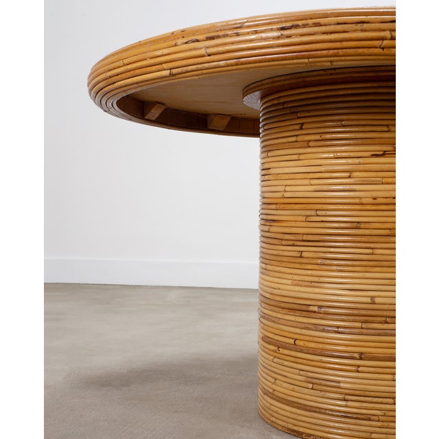 McGuire Organic Modern Rattan Pencil Reed Round Dining Table For Sale - Image 11 of 18