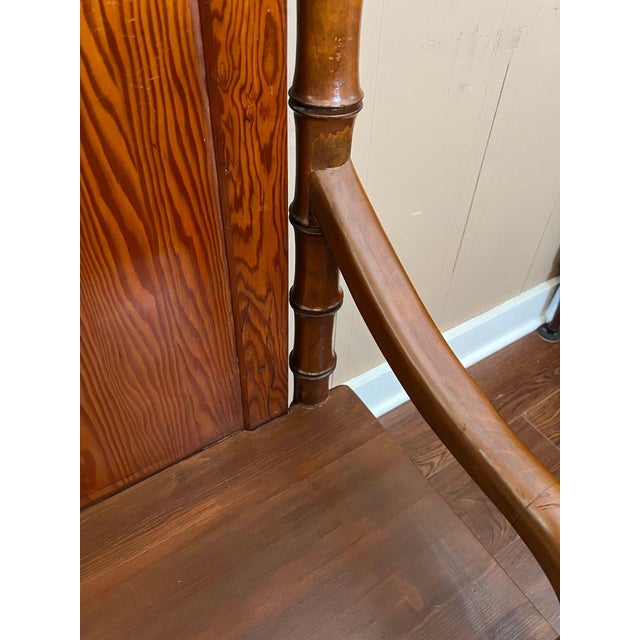 Antique English Faux Bamboo Pine Hall Bench Victorian High Back Settle C1890 For Sale - Image 12 of 18