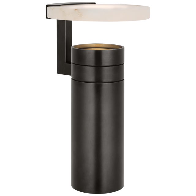 Kelly Wearstler by Visual Comfort Signature Melange 9" Rechargeable Floating Disc Accent Lamp in Bronze with Alabaster For Sale