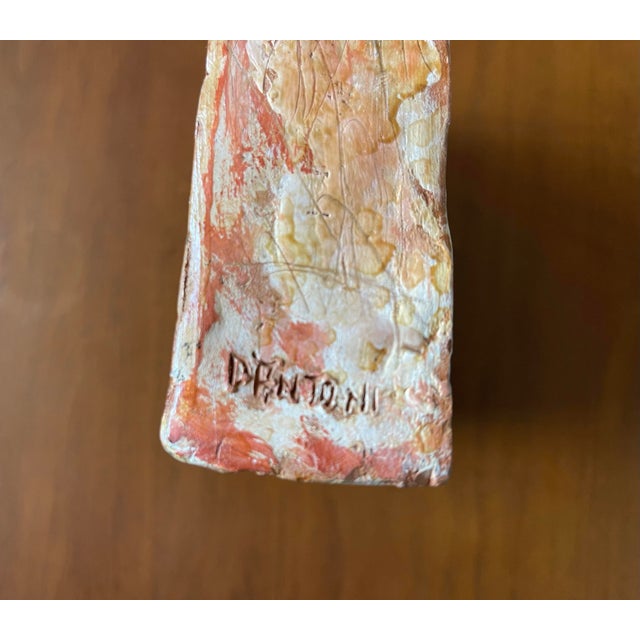 Studio Ceramic Mixed Media 9” Sculptural Object, Totemic Architectural Form, Signed Dantoni For Sale - Image 11 of 12