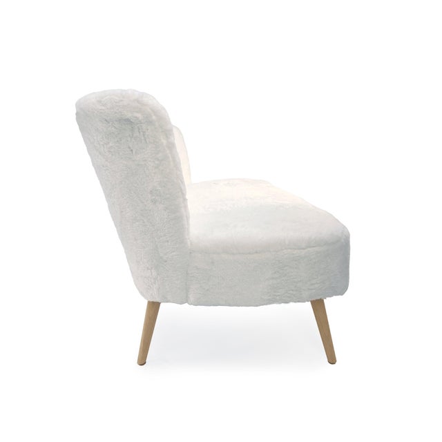 Contemporary Harlow White Fur Wingback Bench For Sale - Image 3 of 5