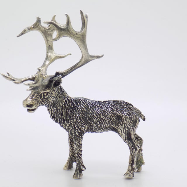 Italian Vintage Italian Handmade Genuine Silver Large Stag Deer Sculpture by Italian Silver Artist Mario Cerreti For Sale - Image 3 of 14